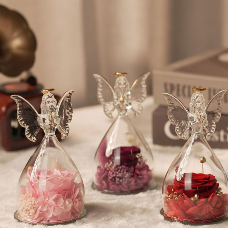 ग्लास एंजेल संरक्षित फूल उपहार